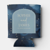 Blue Gold Elegant Celestial Starry Sky Wedding Dosenkühler (Rückseite)