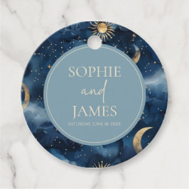 Blue Gold Elegant Celestial Starry Sky Wedding Geschenkanhänger