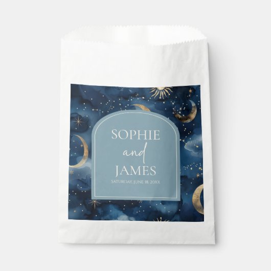 Blue Gold Elegant Celestial Starry Sky Wedding Geschenktütchen (Vorderseite)