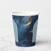 Blue Gold Elegant Celestial Starry Sky Wedding Pappbecher (Links)