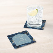 Blue Gold Elegant Celestial Starry Sky Wedding Rechteckiger Pappuntersetzer (Vor Ort)