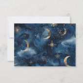 Blue Gold Elegant Celestial Starry Sky Wedding RSVP Karte (Rückseite)