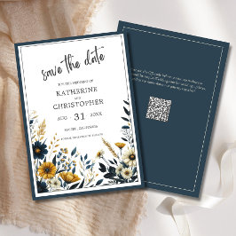 Blue Gold Elegante Blumenhochzeit Save The Date