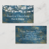 Blue Gold Elegante Festivals String Lights Visitenkarte (Vorne/Hinten)