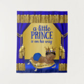 Blue Gold Ethnic Prince Baby Dusche Hintergrund Wandteppich (Vorderseite)