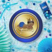 Blue Gold Ethnic Prince Baby Duschpapier Teller (Party)