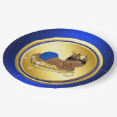 Blue Gold Ethnic Prince Baby Duschpapier Teller (Schrägansicht)
