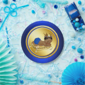 Blue Gold Ethnic Prince Baby Shower Paper Plate Pappteller (Party)