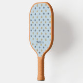 Blue Gold Evil Eye Muster Monogram Vorname Pickleball Schläger (Links)