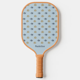 Blue Gold Evil Eye Muster Monogram Vorname Pickleball Schläger
