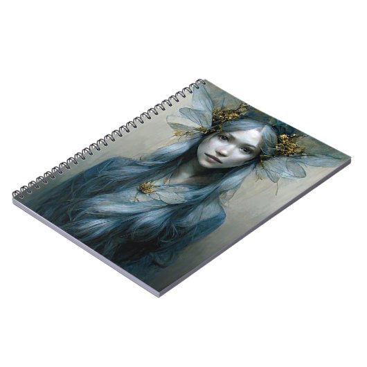 Blue Gold Fairy Fantasy Art Notebook Notizblock (Linke Seite)