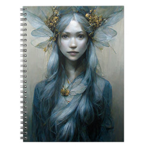 Blue Gold Fairy Fantasy Art Notebook Notizblock