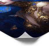 Blue Gold Fairy Fantasy Art Poster (Ecke)