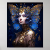 Blue Gold Fairy Fantasy Art Poster (Vorne)