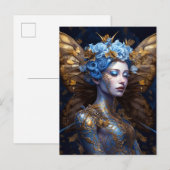 Blue Gold Fairy Fantasy Art Postkarte (Vorne/Hinten)