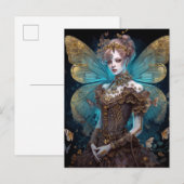 Blue Gold Fairy Fantasy Art Postkarte (Vorne/Hinten)