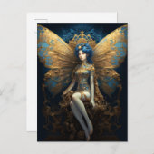 Blue Gold Fairy Fantasy Art Postkarte (Vorne/Hinten)