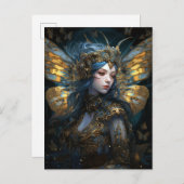 Blue Gold Fairy Fantasy Art Postkarte (Vorne/Hinten)