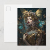 Blue Gold Fairy Fantasy Art Postkarte (Vorne/Hinten)
