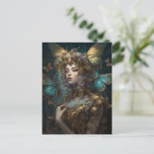 Blue Gold Fairy Fantasy Art Postkarte (Stehend Vorderseite)