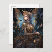 Blue Gold Fairy Fantasy Art Postkarte (Vorne/Hinten)