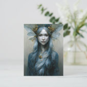 Blue Gold Fairy Fantasy Kunst, Dichtung und Musik  Postkarte (Stehend Vorderseite)