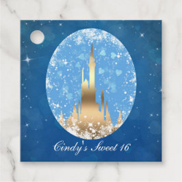 Blue Gold Fairy Tale Burg Brautparty Geschenkanhänger