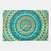 Blue Gold Fantasy Mandala Geschirrtuch (Horizontal)