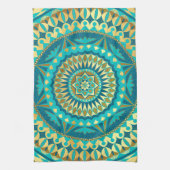 Blue Gold Fantasy Mandala Geschirrtuch (Vertikal)