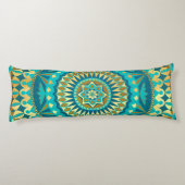 Blue Gold Fantasy Mandala Seitenschläferkissen (Rückseite)