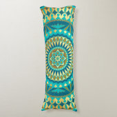 Blue Gold Fantasy Mandala Seitenschläferkissen (Vorderseite Vertikal)