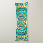 Blue Gold Fantasy Mandala Seitenschläferkissen (Rückseite (Vertikal))