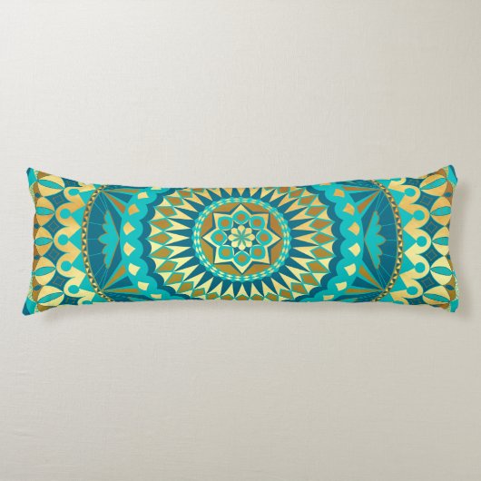 Blue Gold Fantasy Mandala Seitenschläferkissen (Vorderseite)