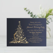 Blue Gold Festive Corporate Feier Einladung (Stehend Vorderseite)
