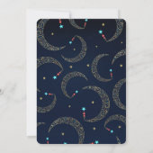 Blue Gold Filigree Moon Celestial Baby Dusche Einladung (Rückseite)