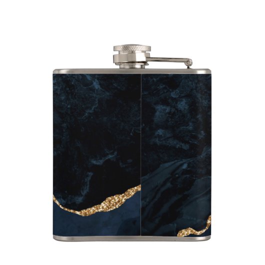 Blue Gold Flask mit Individuelle Name und Letter Flachmann (Rückseite)