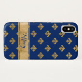 Blue, Gold Fleur-de-lis Case-Mate iPhone X Case (Rückseite (Horizontal))
