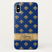 Blue, Gold Fleur-de-lis Case-Mate iPhone X Case (Rückseite)
