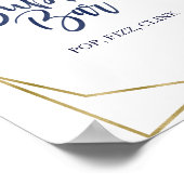 Blue Gold Floral Bubbly Bar Sign Poster (Ecke)