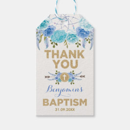 Blue Gold Floral Dreamcatcher Taufe Christening Geschenkanhänger