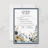 Blue Gold Floral Formal Elegante Hochzeit UAWG RSVP Karte (Vorderseite)