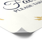 Blue Gold Floral Gastgeschenke Hochzeiten signiere Poster (Ecke)