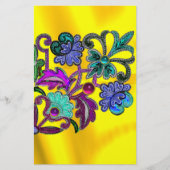 BLUE GOLD FLORAL LACE, BLUME, FARBIGE GEMSTONEN BRIEFPAPIER (Vorderseite)