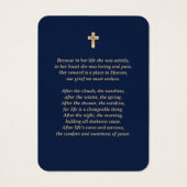 Blue Gold Floral Memorial Cards (Rückseite)
