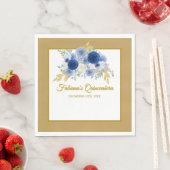 Blue & Gold Floral Quinceañera Napkins Serviette (Beispiel)