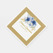 Blue & Gold Floral Quinceañera Napkins Serviette (Ecke)