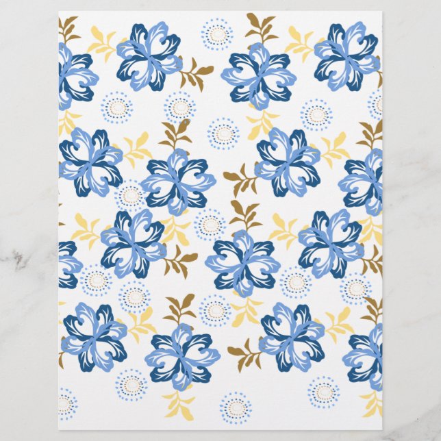 Blue & Gold Floral Scrapbook Paper (Vorderseite)