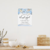Blue Gold Floral Unplugged Wedding Zeremony Sign Poster (Küche)