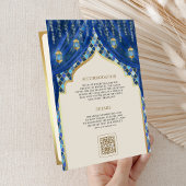 Blue Gold Floral Vorhang Indische Hochzeit Einladung