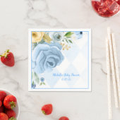 Blue Gold Floral Watercolor Babydusche Napkins Serviette (Beispiel)